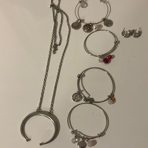 Long necklace,4 charms bracelets and earrings!!